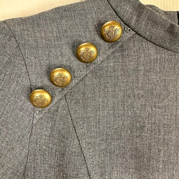 Zara Woman Gray Tweed Pencil Tube Nautical Button Midi Dress Medium‎ - Picture 6 of 15